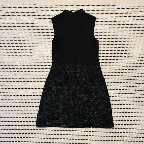 Marciano High Neck Black Dress with Zipper sparkly Tweed Bottom - Picture 3 of 6